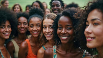 Diverse Group of Happy Women Celebrating Together Outdoors