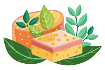 This botanical soap illustration highlights natural beauty and clean living concepts with a soft, rustic style.