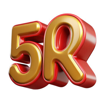 3d golden and red 5r logo isolated on transparent background
