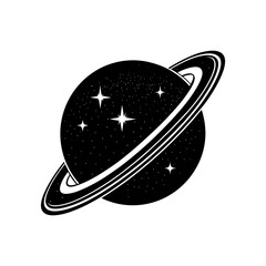 saturn icon saturn with sparkle silhouette cosmo vector © PuspanjaliRani