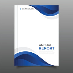 business blue gradient annual report cover template flyer brochure wavy design