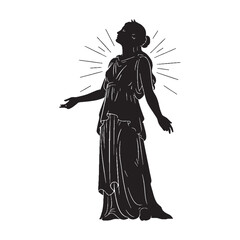 Shining Hemera black vector graphic, reflecting her illuminating and clear nature – Hemera silhouette – Hemera Vector – Silhouette of Hemera – Greek goddess silhouette

