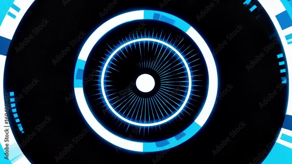 Poster vivid abstract image of digital technology concept, featuring concentric circles and data streams. i