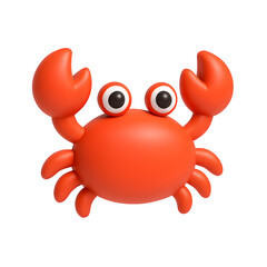 3D Red Crab Icon Representing Marine Life and Sea Animals
