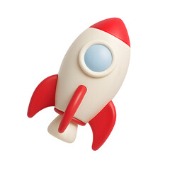 3D Cartoon Rocket Icon for Launch and Startup Concepts
