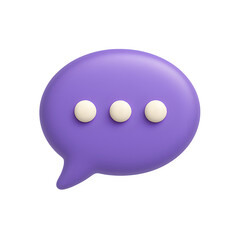 3D Purple Chat Bubble Icon for Messaging and Communication
