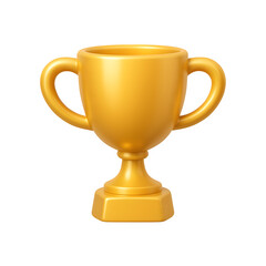 3D Simple Golden Trophy Cup Icon Isolated on White
