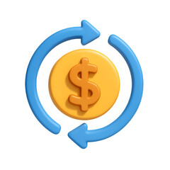 3D Currency Exchange Symbol with Dollar Sign and Arrows
