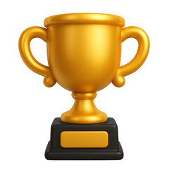 3D Gold Trophy Icon with Black Base for Championship Award
