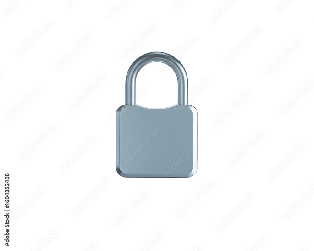 Poster shiny silver padlock illustration secure and protected isolated object security concept metal lock 3