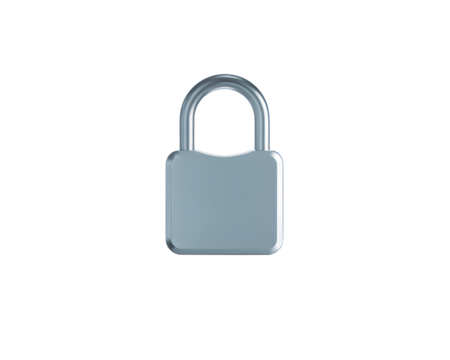 Shiny Silver Padlock Illustration Secure and Protected Isolated Object Security Concept Metal Lock 3D Rendered Image on transparent background
