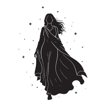 Versatile Nyx black vector asset, a truly modern digital image for diverse uses &ndash; Nyx silhouette &ndash; Nyx Vector &ndash; Silhouette of Nyx &ndash; Greek goddess silhouette

