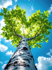 Fototapeta premium Birch tree upward