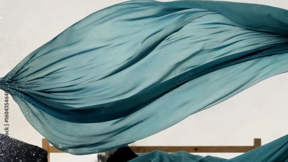 Aufkleber an abstract and artistic depiction of a flowing teal fabric dances gracefully in the wind, creating 