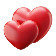 Fototapeta premium 3d red hearts couple isolated on transparent background