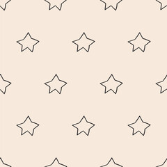 Simple seamless pattern with star. Outline design. Vector hand drawn illustration.