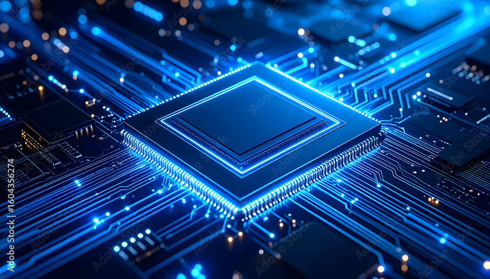 Poster high tech cpu circuit board