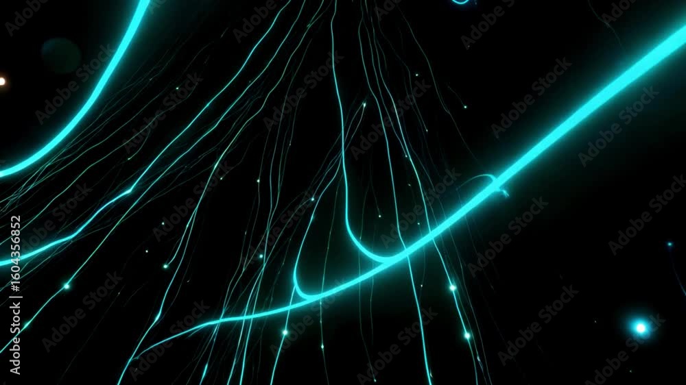Aufkleber an abstract digital artwork that glows with an ethereal blue energy. the lines weave and dance again