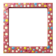 Pink Square Frame with Colorful Polka Dots