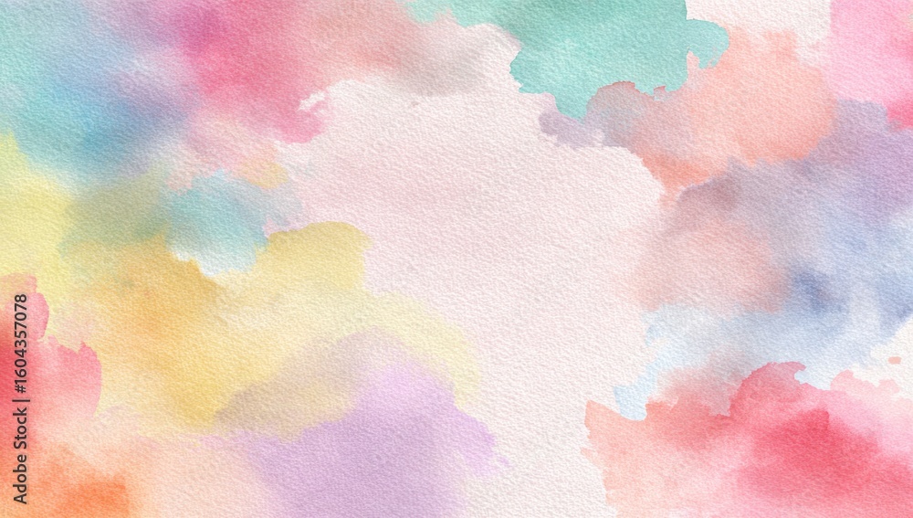 Poster soft pastel watercolor washes blend in a dreamy abstract design creating a calming and artistic back