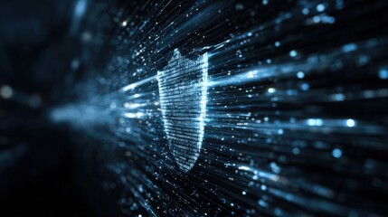 futuristic digital shield protecting data streams