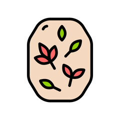 Handmade soap color icon. A bar of homemade floral and herbal soap. Eco products for spa beauty. Natural cosmetics. Vector isolated illustration of cosmetic hygiene product.