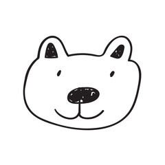 Doodle. Smiling dog. Hand drawn design. Kids art. Sketch. Vector illustration on white background.