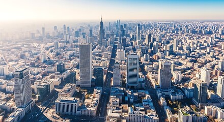 Obraz premium High-angle view of a modern metropolis.