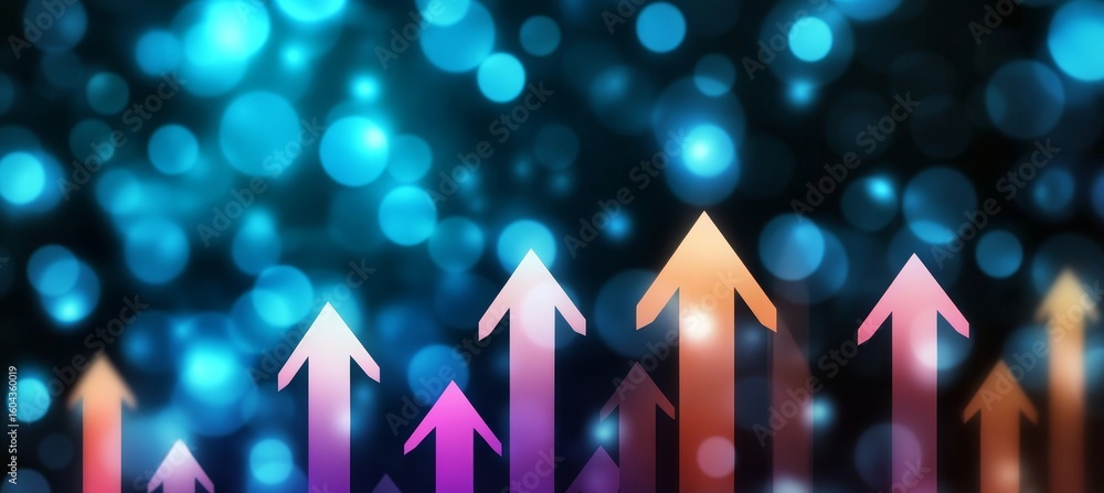Aufkleber abstract technological background with upward-pointing arrows representing growth and future success