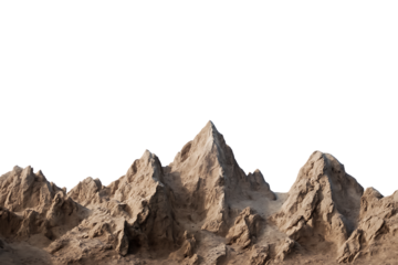 Rugged mountain peaks isolated on transparent background