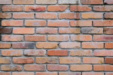 Brick wall with red brick, red brick background.