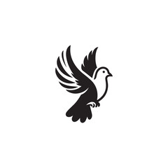 Fototapeta premium black and white dove logo vector