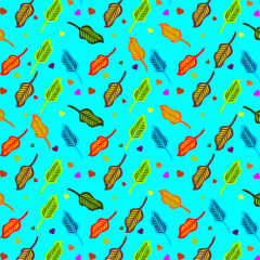 Minimalist colorful leaf pattern. Seamless pattern of colorful foliage background. Tropical leaf pattern. Floral foliage vector illustration. Seamless foliage pattern. Foliage leaf set collection.