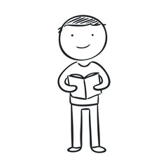Cartoon character reading a book for educational purposes
