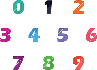 Colorful modern number design set from 0 to 9
