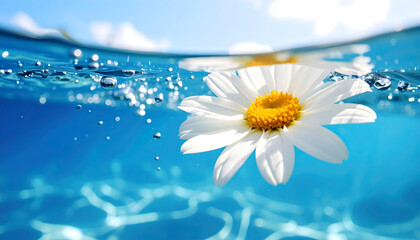 White daisy under water
