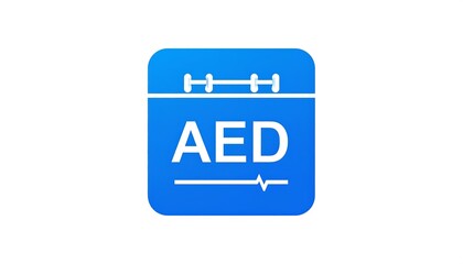 Blue calendar icon with AED text