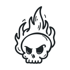 Flaming skull illustration for edgy designs and Halloween themes