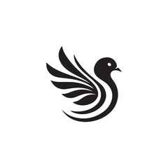 black and white dove logo vector
