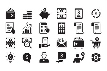 Set of Finance, Accounting, and Business Icons for Digital Design