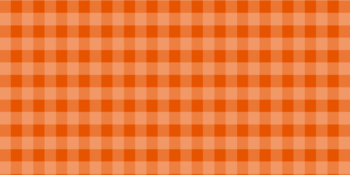 orange gingham or pattern. Fall or Thanksgiving textile pattern for tablecloths, picnic blankets, basket napkins, shirts, or handkerchiefs. Cotton, linen, or flannel design. Flat vector illustration.