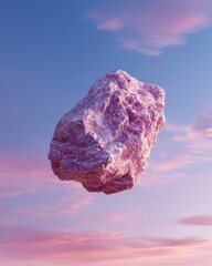 Pink rock floats in pastel sky