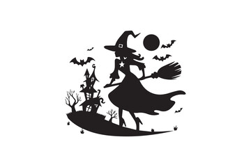 halloween witch illustration vector