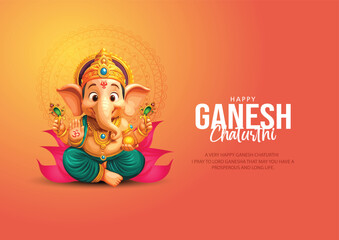 Lord Ganpati on Ganesh Chaturthi background. new original abstract vector illustration design background