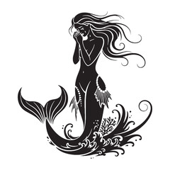 Prophetic Thetis digital black profile, presented with clean, sharp, professional edges – Thetis silhouette – Thetis Vector – Silhouette of Thetis – Greek goddess vector

