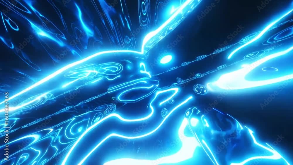 Aufkleber dynamic blue energy streaks across a dark background, creating an abstract visual representation of 