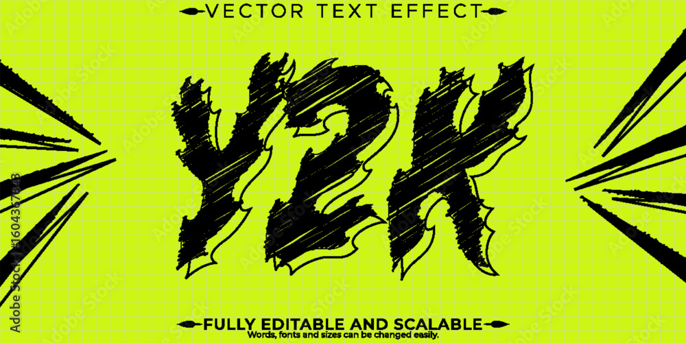 Wall mural y2k editable text effect, editable 2000s and retro text style