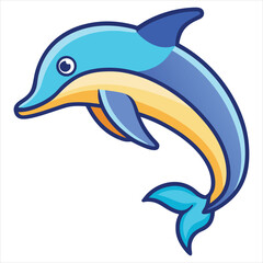 Bright and Cheerful Cartoon Illustration of a Dolphin in a Minimalist Style