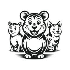 Obraz premium Happy cartoon animals bear illustration