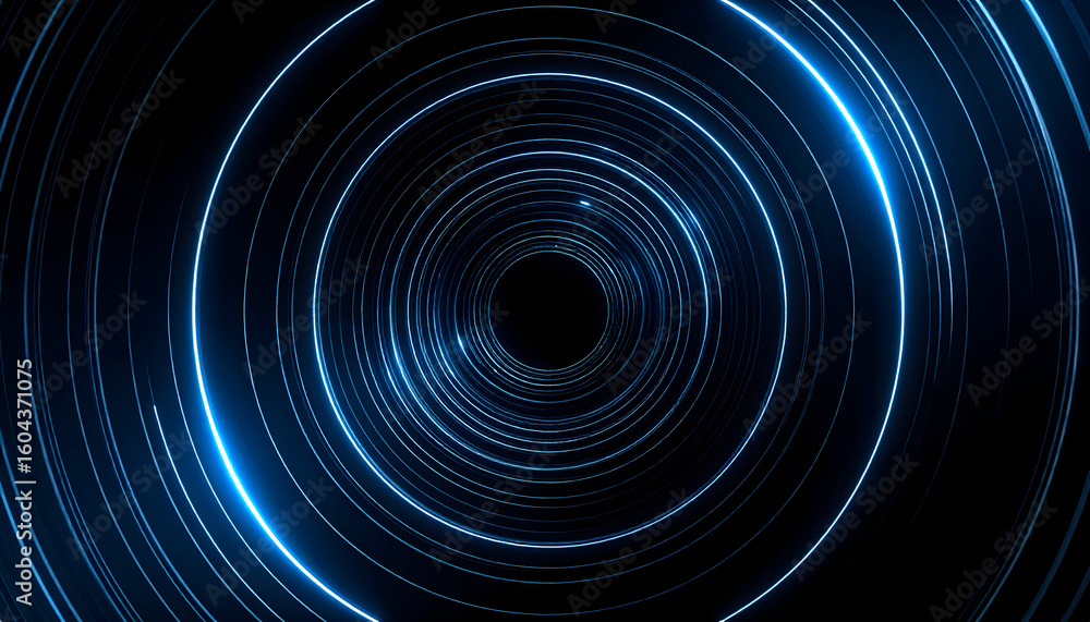 Poster abstract glowing concentric circles tunnel effect graphic background design